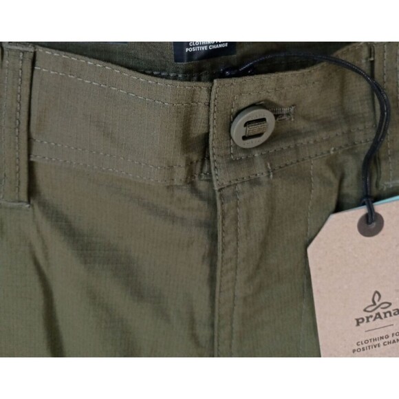 Prana Shorts Mens Waist 28 Waist 8 Inseam Double Peak Cargo Green Zipper Pocket - Picture 5 of 9